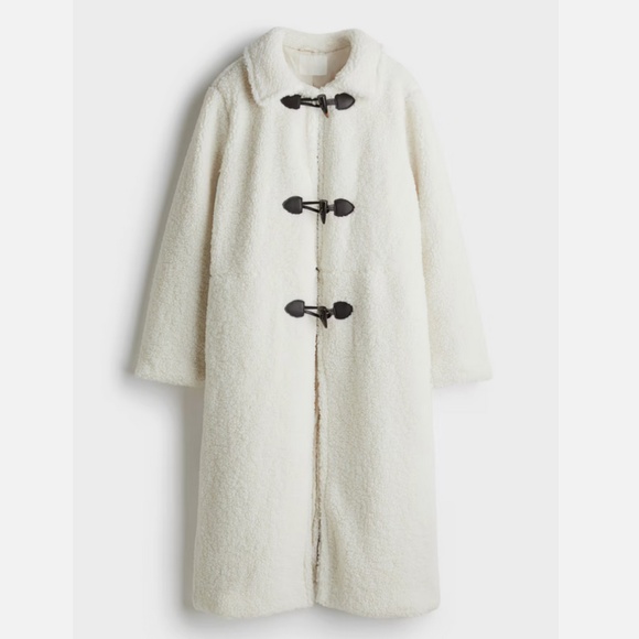 H&M Teddy Fleece Coat in White XS New - Picture 2 of 6